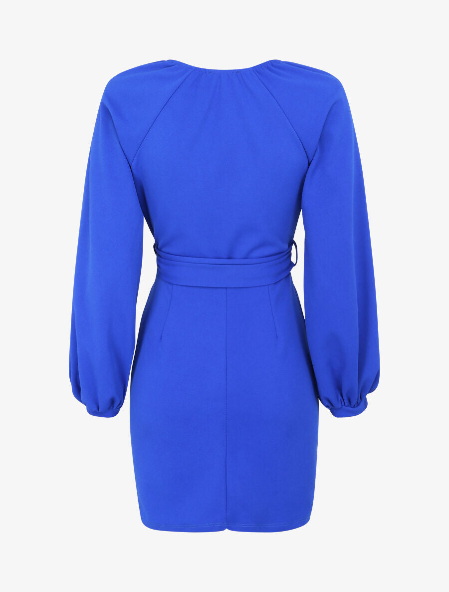 Robe moulante à détail froncés - Bleu électrique - 2