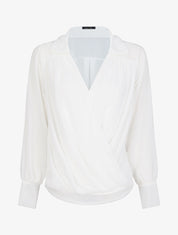 Blouse droite unie drapée - Blanc - 4