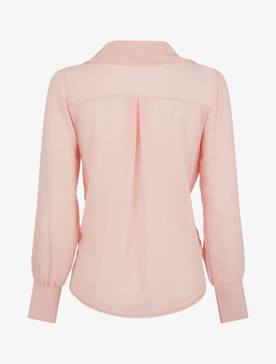 Blouse droite unie drapée - Rose poudré - 2