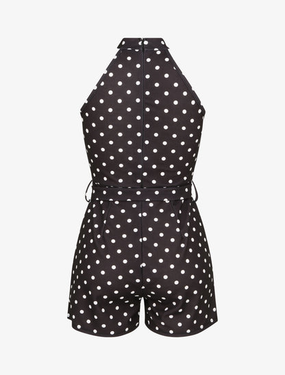 Combishort ajustée à pois - Noir - 2