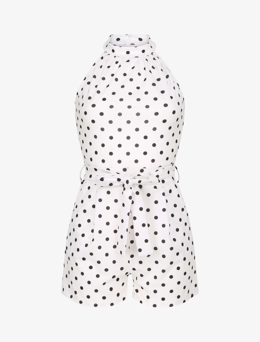 Combishort ajustée à pois - Blanc - 4