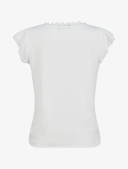 Top droit uni à détail crochet - Blanc - 2