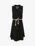 Robe chemise mi-longue unie sans manches - Noir - 4
