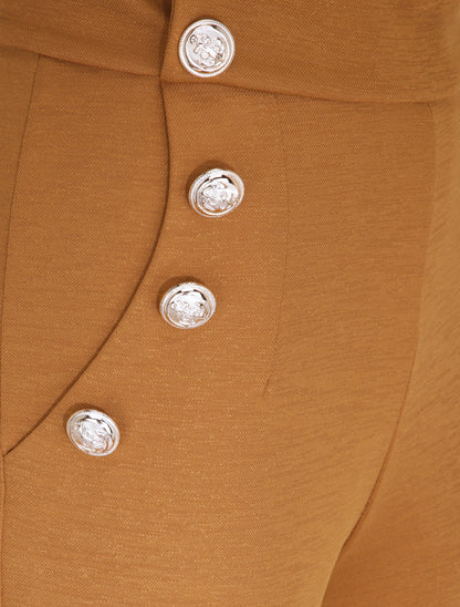 Pantalon à pont large et taille haute - Camel - 3