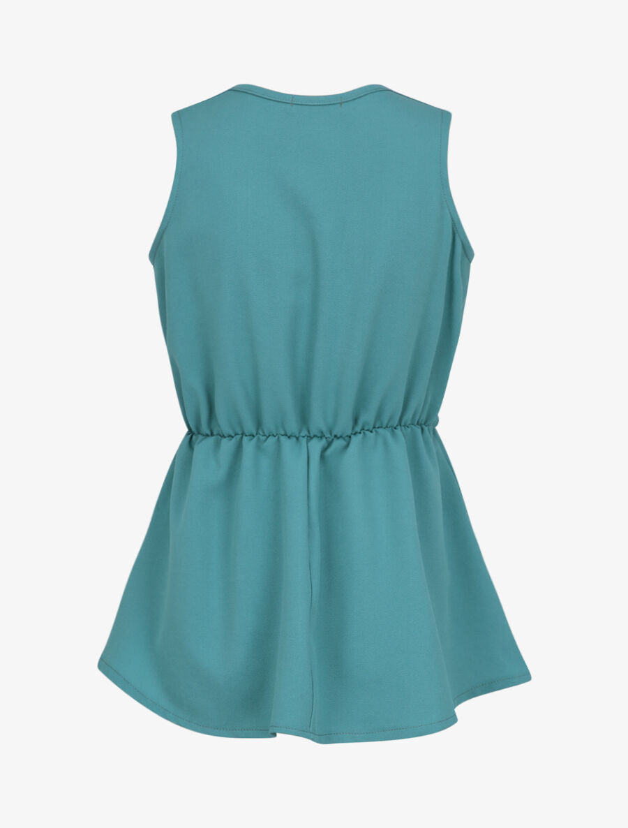 Top cache-coeur ajusté à ceinture décorative - Bleu turquoise - 2