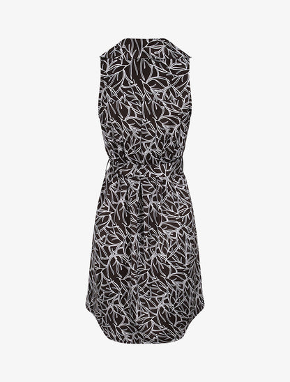 Robe chemise droite sans manches imprimé graphique - Noir - 2