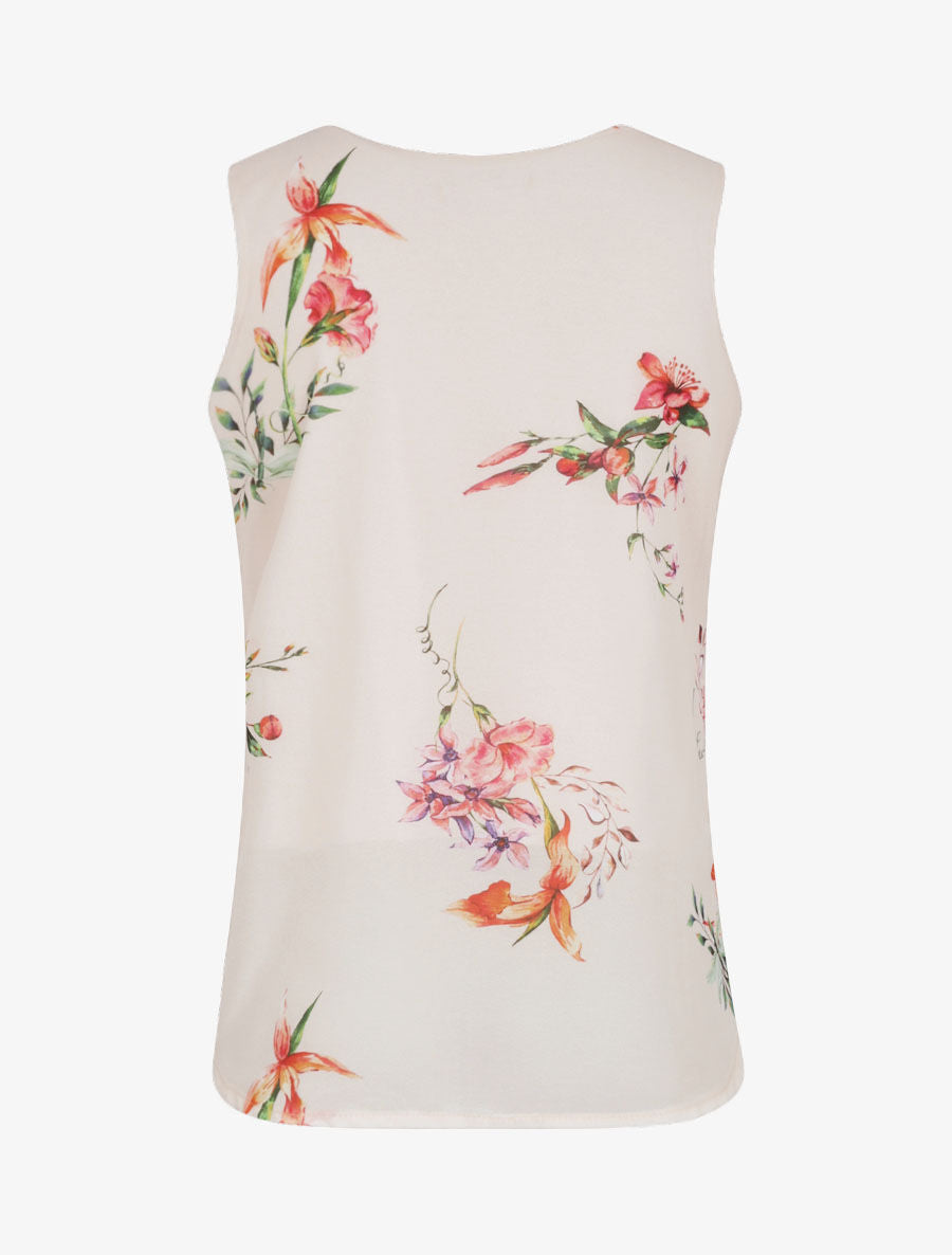 Top droit fleuri à col zippé - Beige - 2