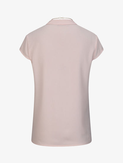 Top droit uni à col V bijou - Rose pâle - 2