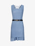 Robe courte droite à dos en crochet - Bleu - 4