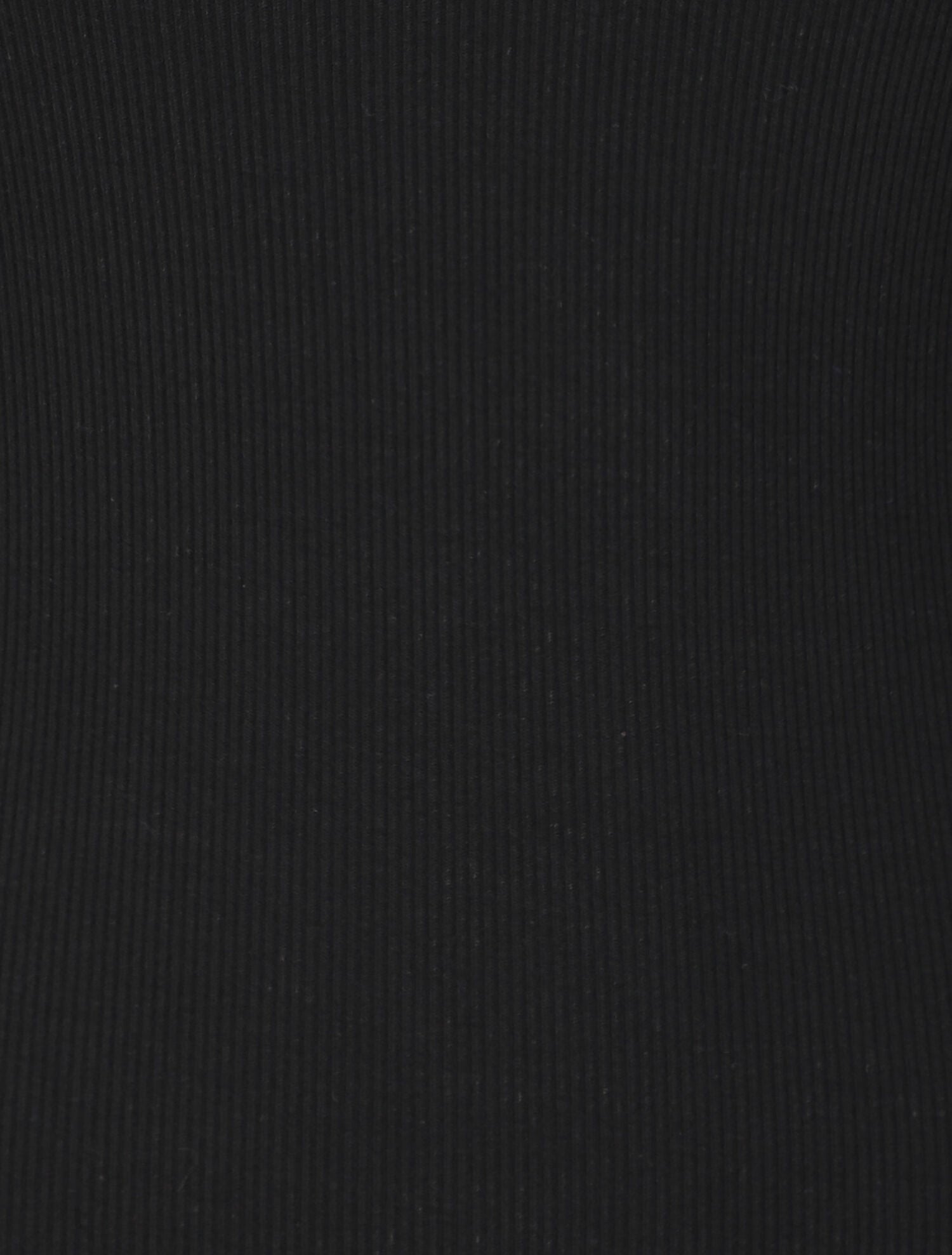 Débardeur slim uni à col rond dentelle - Noir - 3