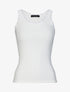 Débardeur slim uni à col rond dentelle - Blanc - 1