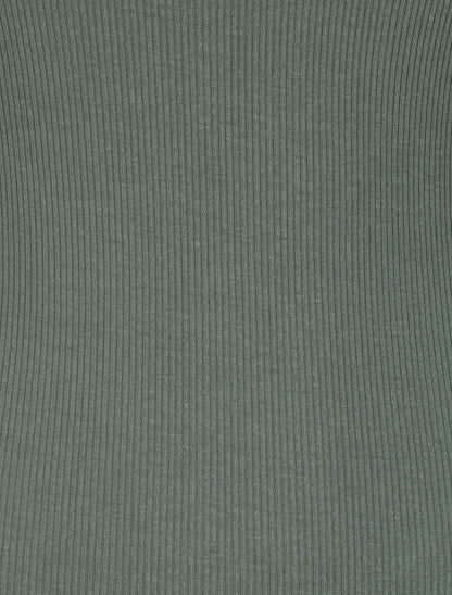 Débardeur slim uni à col rond dentelle - Kaki - 3