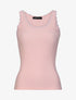 Débardeur slim uni à col rond dentelle - Rose - 1