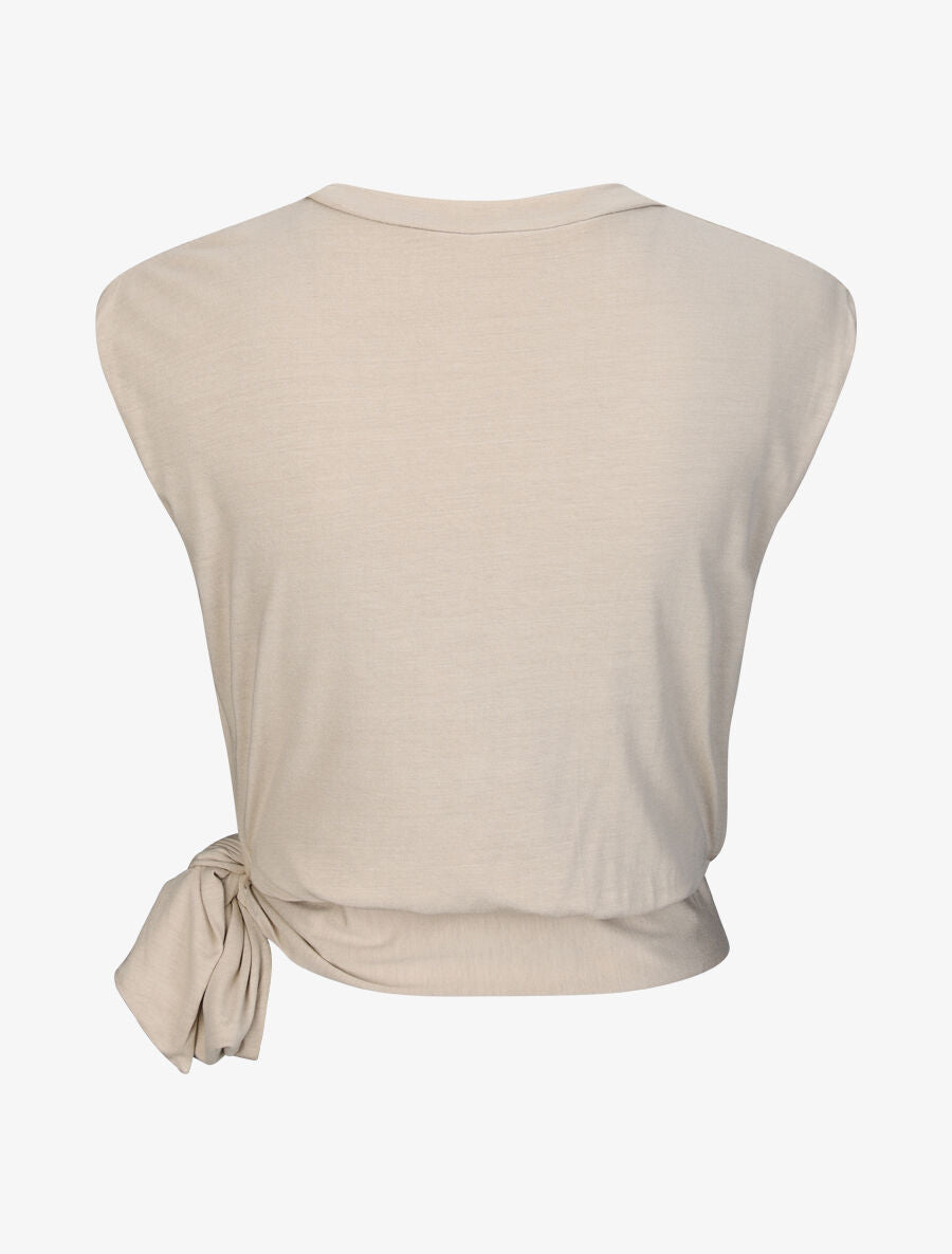 Top boule uni liens à nouer - Beige - 2