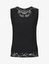 Top droit uni sans manches dos en dentelle - Noir - 1