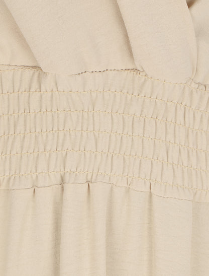 Robe longue cache-coeur à taille élastiquée - Beige - 3