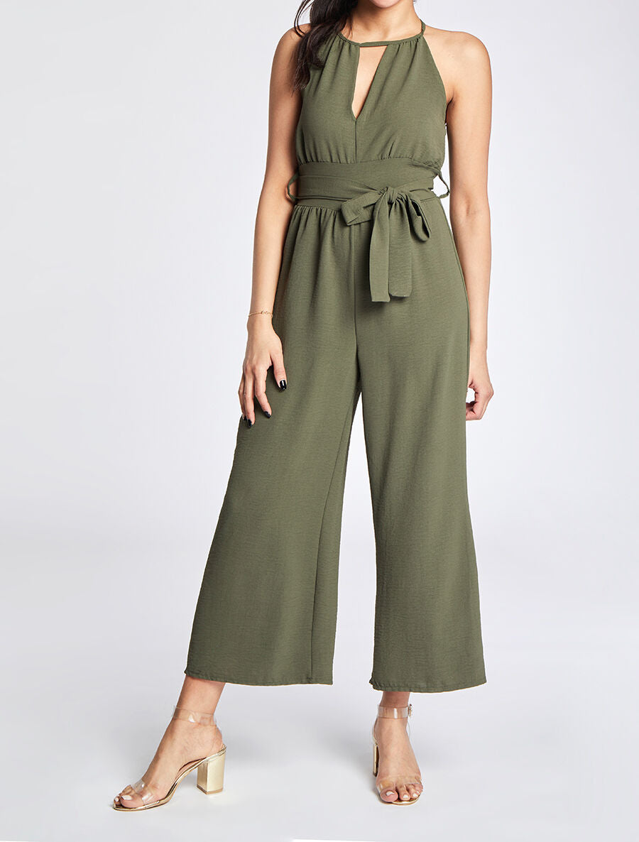 Combinaison ample à col fendu - Kaki - 4