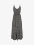 Robe longue à imprimé floral et bord volanté - Noir - 1