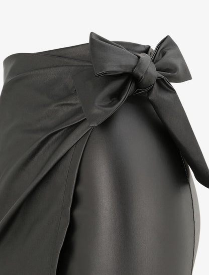 Jupe portefeuille en simili - Noir - 3