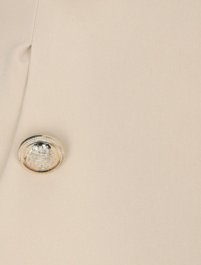 Pantalon slim à boutons stylisés - Beige - 3