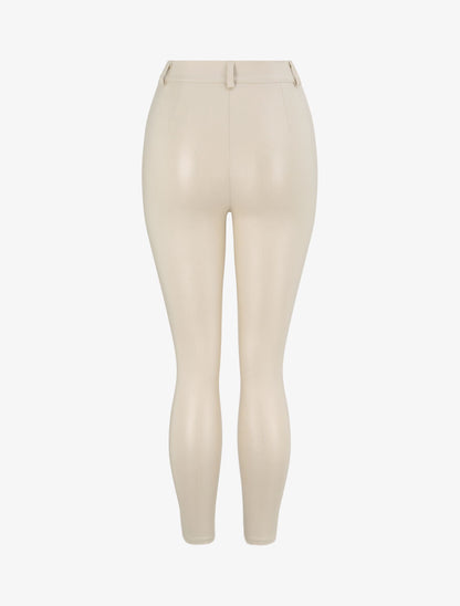 Pantalon ciré slim uni - Beige - 2