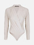 Body drapé à col cache-coeur - Beige - 4