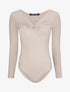 Body à col V à détail anneau - Beige - 4