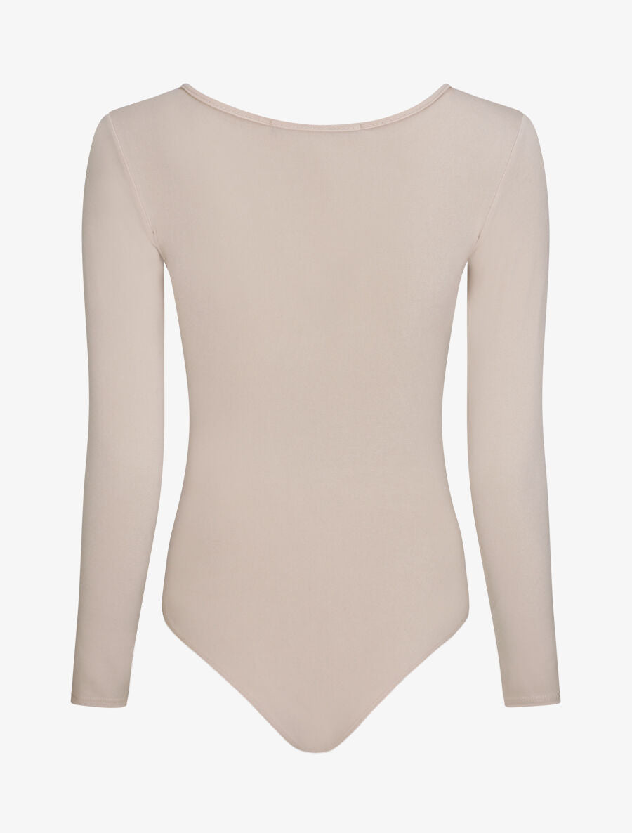 Body à col V à détail anneau - Beige - 2