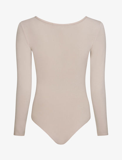 Body à col V à détail anneau - Beige - 2