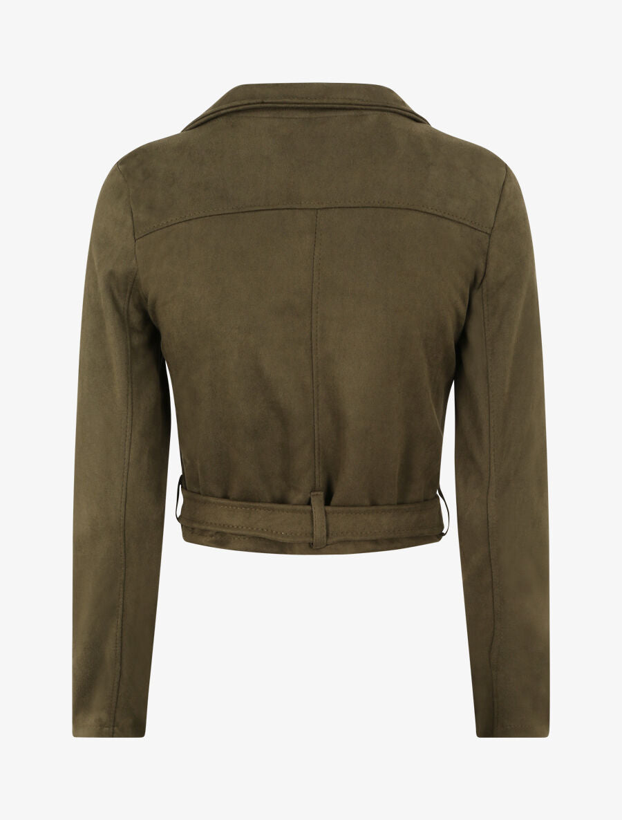 Veste courte en suédine - Kaki - 2