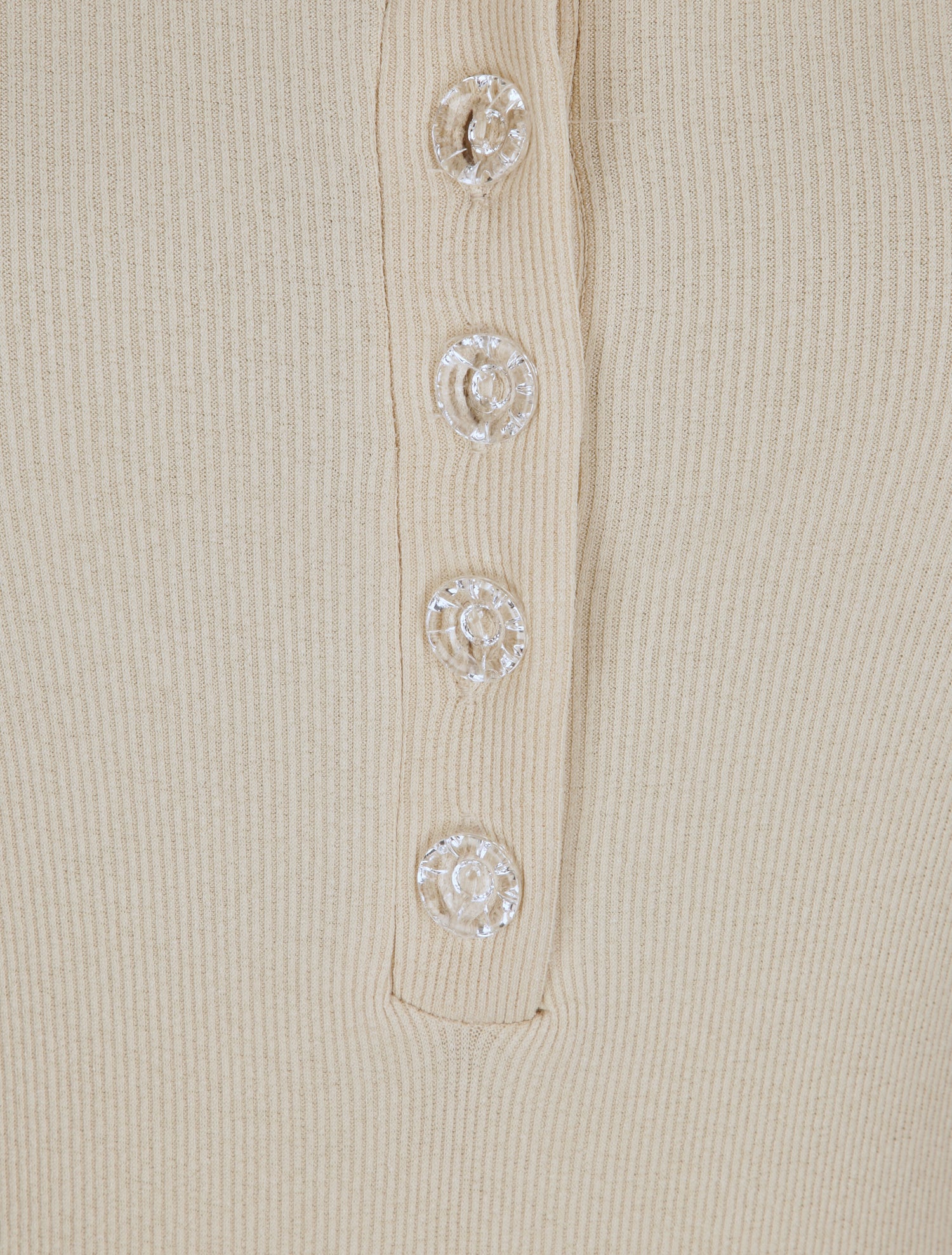 Body ajusté et côtelé à manches longues - Beige - 3