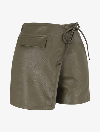 Short en simili style portefeuille - Kaki - 1