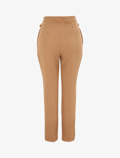Pantalon carotte taille haute uni - Camel - 2