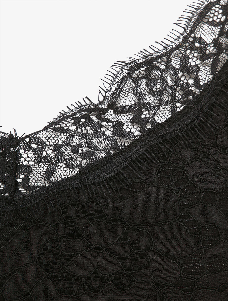 Caraco fluide coupe droite en dentelle - Noir - 3
