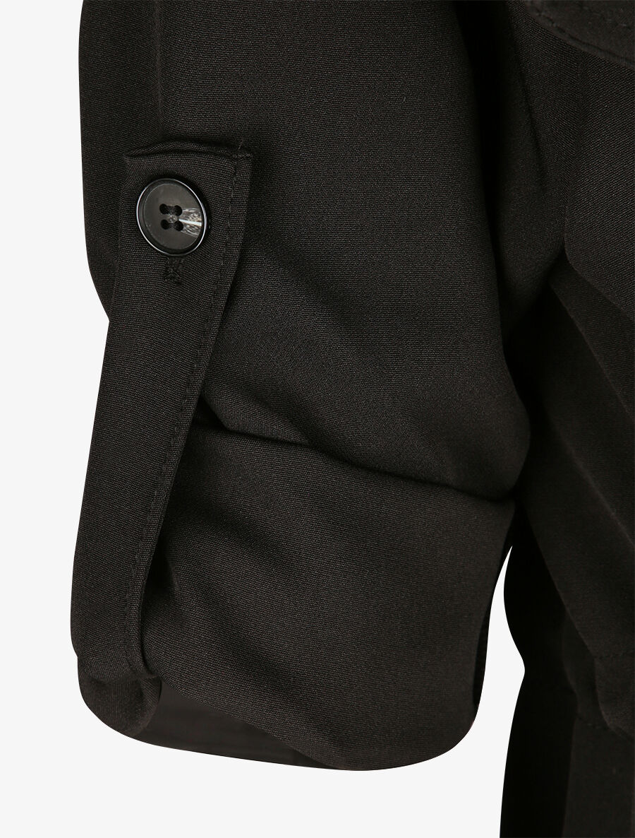 Veste longue droite à col cranté - Noir - 3