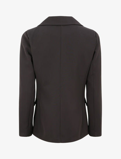 Blazer long croisé à boutons stylisés - Noir - 2