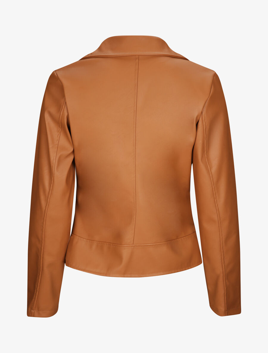 Perfecto droit en simili à poches zippées - Camel - 2