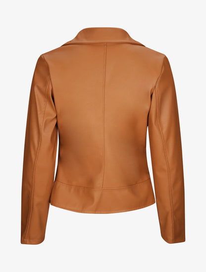 Perfecto droit en simili à poches zippées - Camel - 2