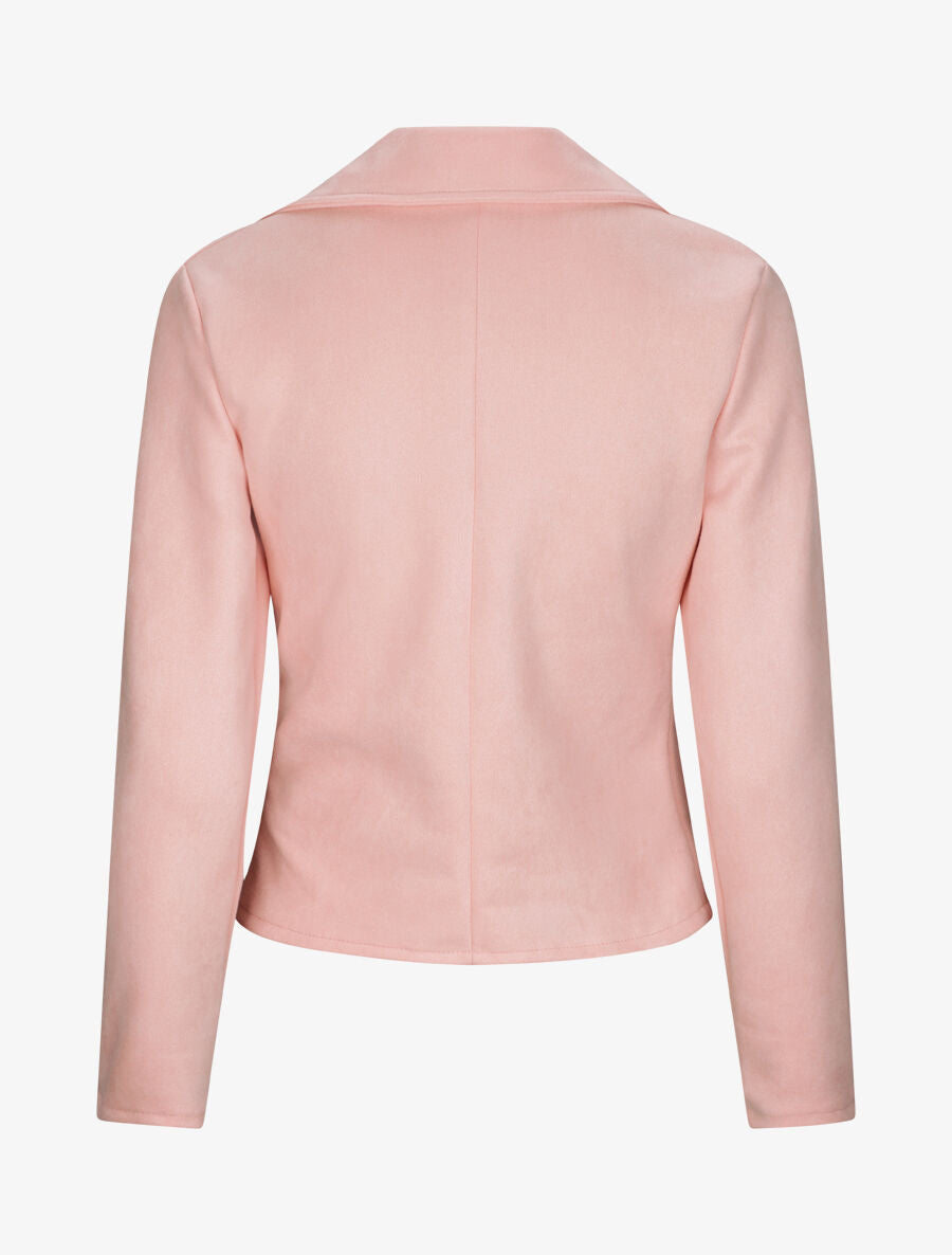 Perfecto droit en suédine poches zippées - Rose - 2