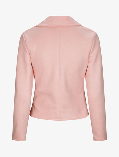 Perfecto droit en suédine poches zippées - Rose - 2
