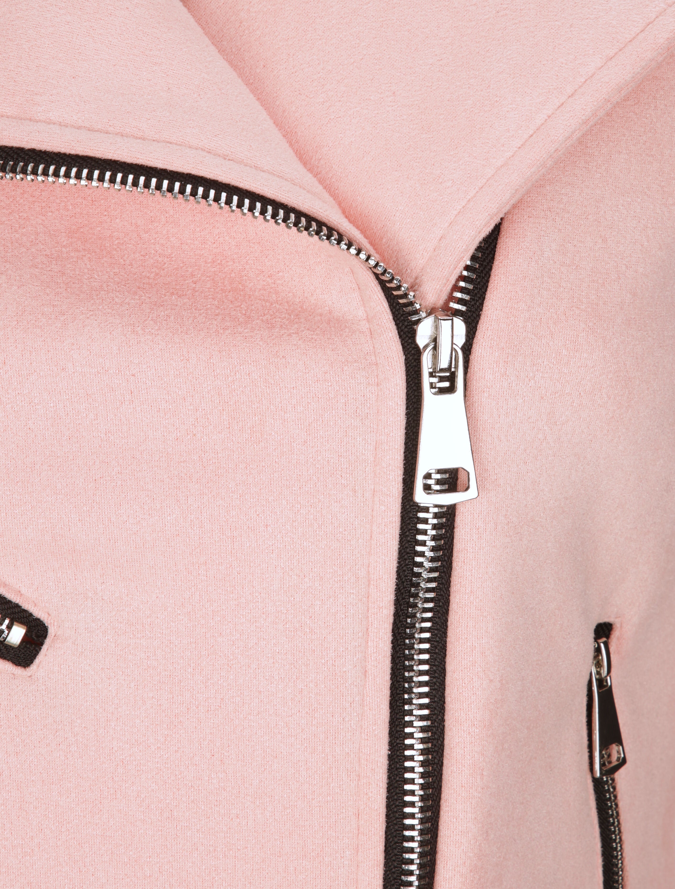 Perfecto droit en suédine poches zippées - Rose - 3