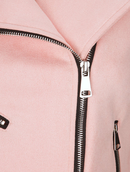 Perfecto droit en suédine poches zippées - Rose - 3