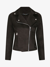 Perfecto droit en suédine poche zippée décorative - Noir - 4