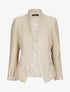 Veste droite unie manches longues à revers carreaux - Beige - 4