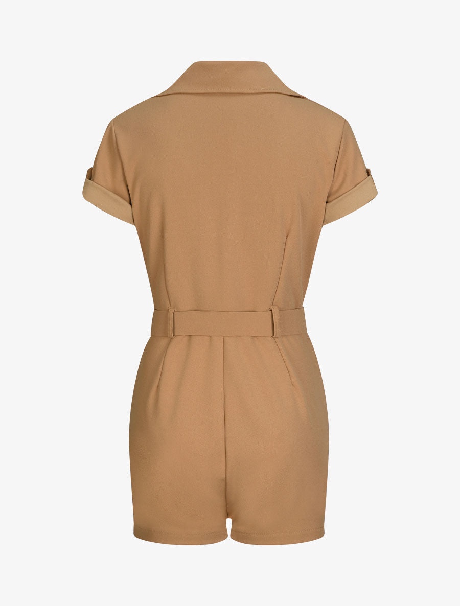 Combishort fluide unie - Camel - 2