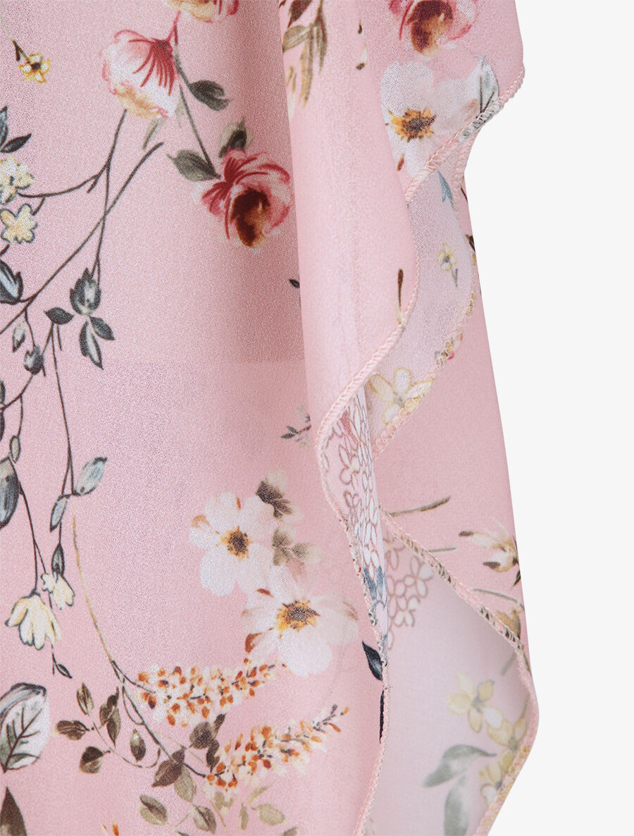 Top boule imprimé fleurs printanières - Rose - 3
