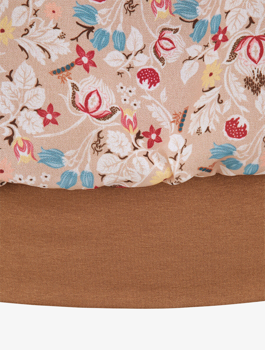 Top boule imprimé fleurs stylisées - Beige - 4
