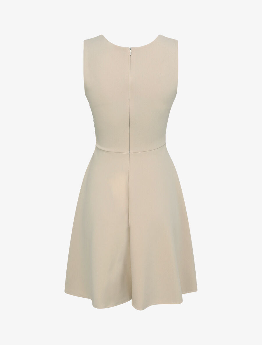 Robe patineuse mi-longue à col cache-coeur - Beige - 2