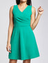 Robe patineuse mi-longue à col cache-coeur - Vert - 1