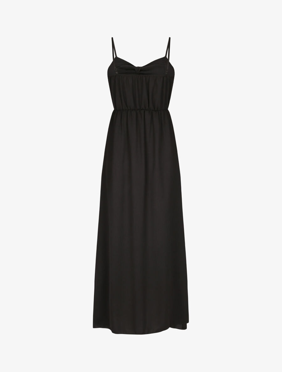 Robe longue à boutons stylisés - Noir - 2
